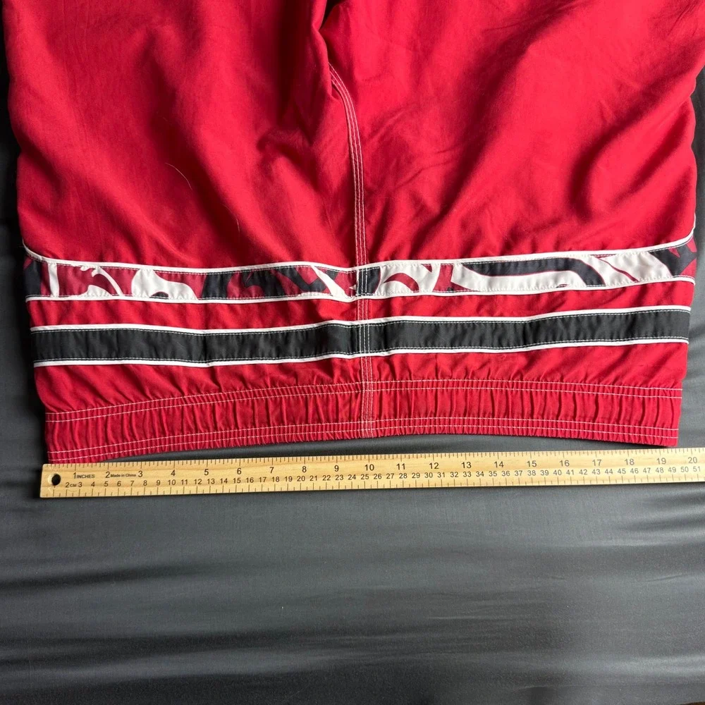Speedo Mens Board Shorts Red Tribal Print Swim Trunks Lace Up Mesh Lined XL